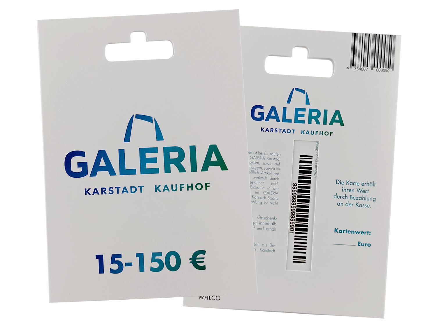 Gutscheinkarte auf Kartenträger mit Eurolochung für POS-Display im Einzelhandel