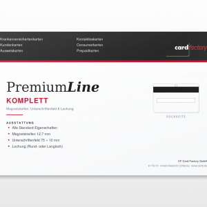 PremiumLine Plastikkarte Komplett (Magnetstreifen, Unterschriftenfeld & Lochung)